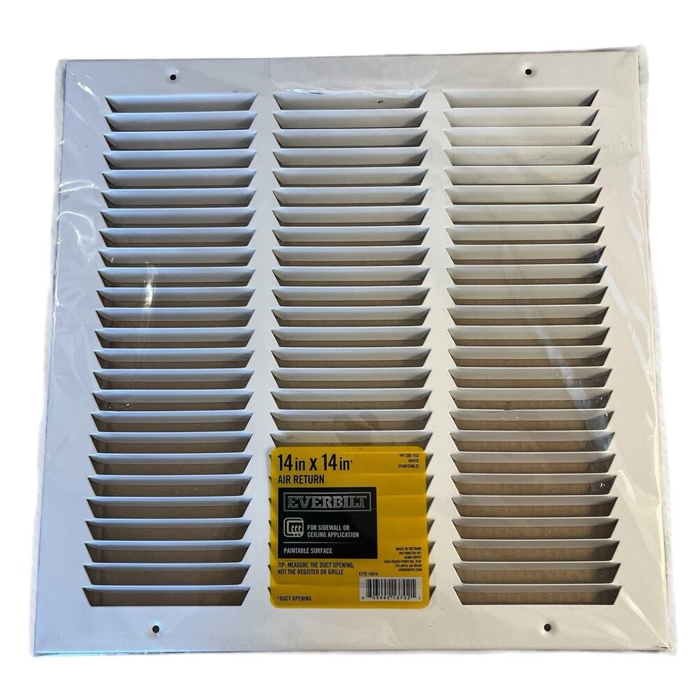 Everbilt 14" x 14" Return Air Grille Wall Ceiling Duct Steel Paintable White